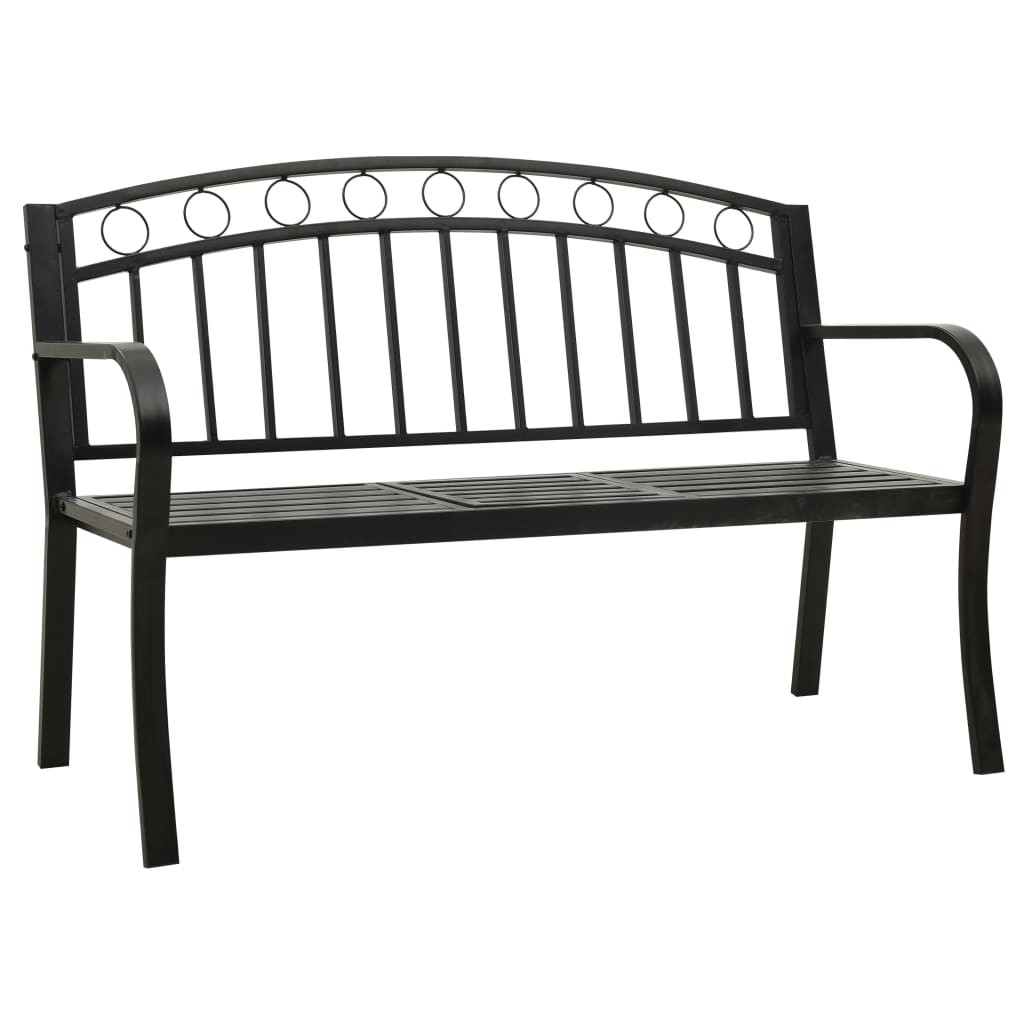 vidaXL Garden Bench with a Table 125 cm Steel Black