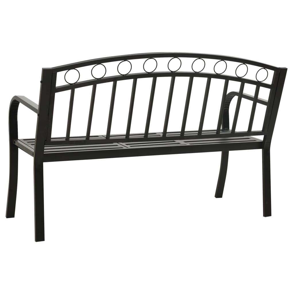 vidaXL Garden Bench with a Table 125 cm Steel Black