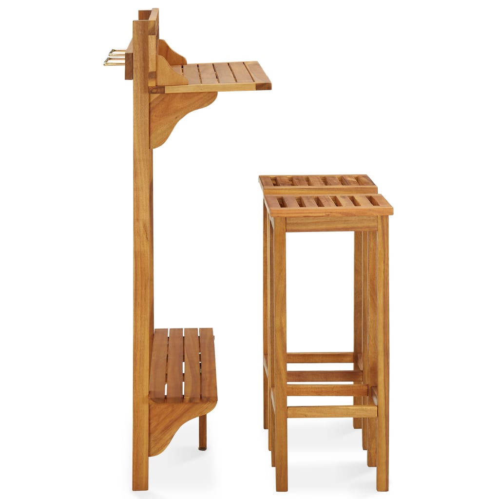 Balcony Bar Set | Natural wood | Solid acacia wood, metal | Standard