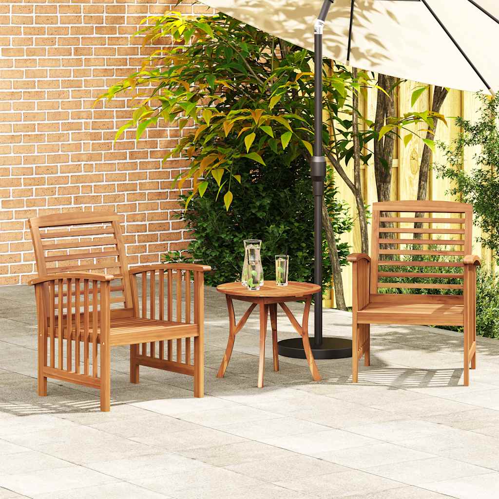 Garden Chair | Set of 2 | Natural wood | Solid acacia wood | Standard