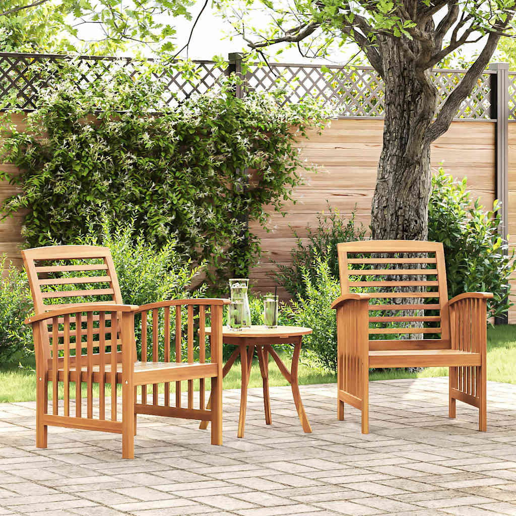Garden Chair | Set of 2 | Natural wood | Solid acacia wood | Standard