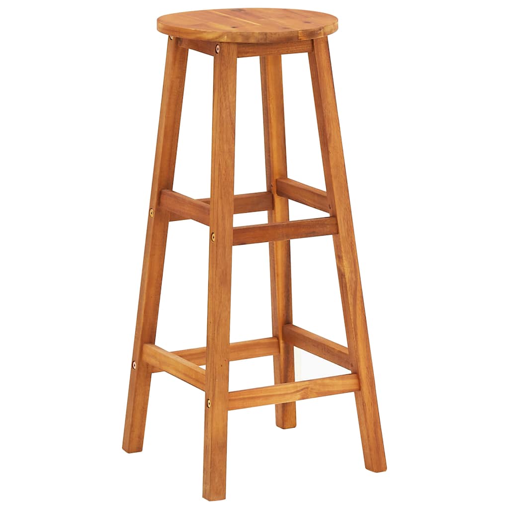 Bar Stool | Set of 6 | Solid acacia wood | Standard | Footrest