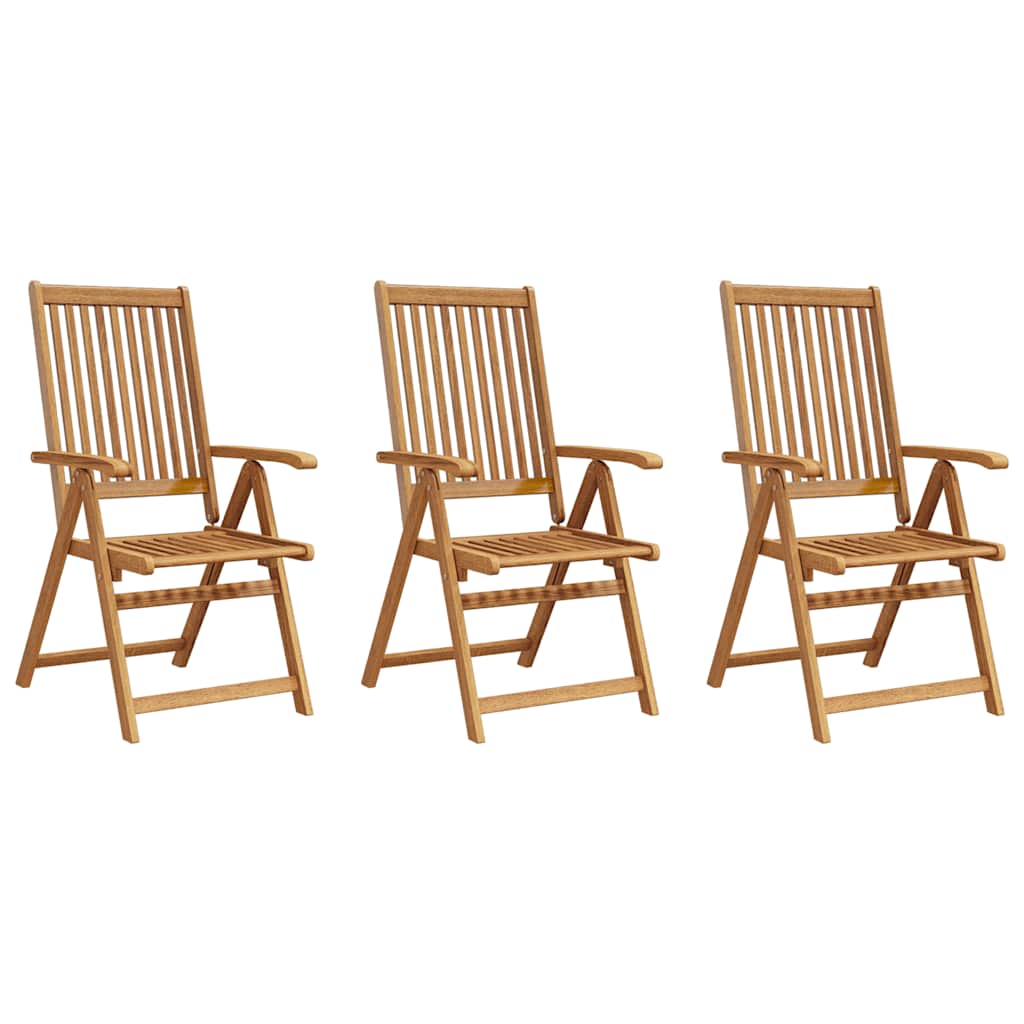 Garden Chair | Set of 3 | Brown | Solid Acacia wood | Medium | Foldable