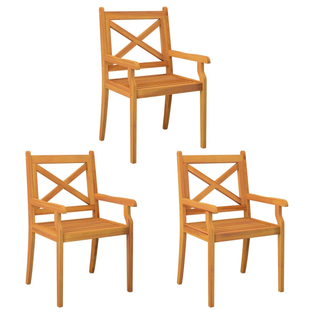 Dining Chair | Set of 3 | Natural Acacia | Solid Acacia wood | Standard