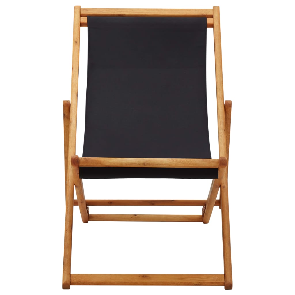 Beach Chair | Black | Solid eucalyptus wood, 100% polyester fabric