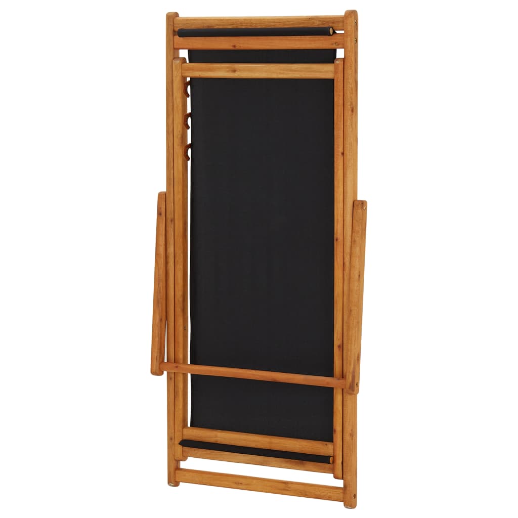 Beach Chair | Black | Solid eucalyptus wood, 100% polyester fabric