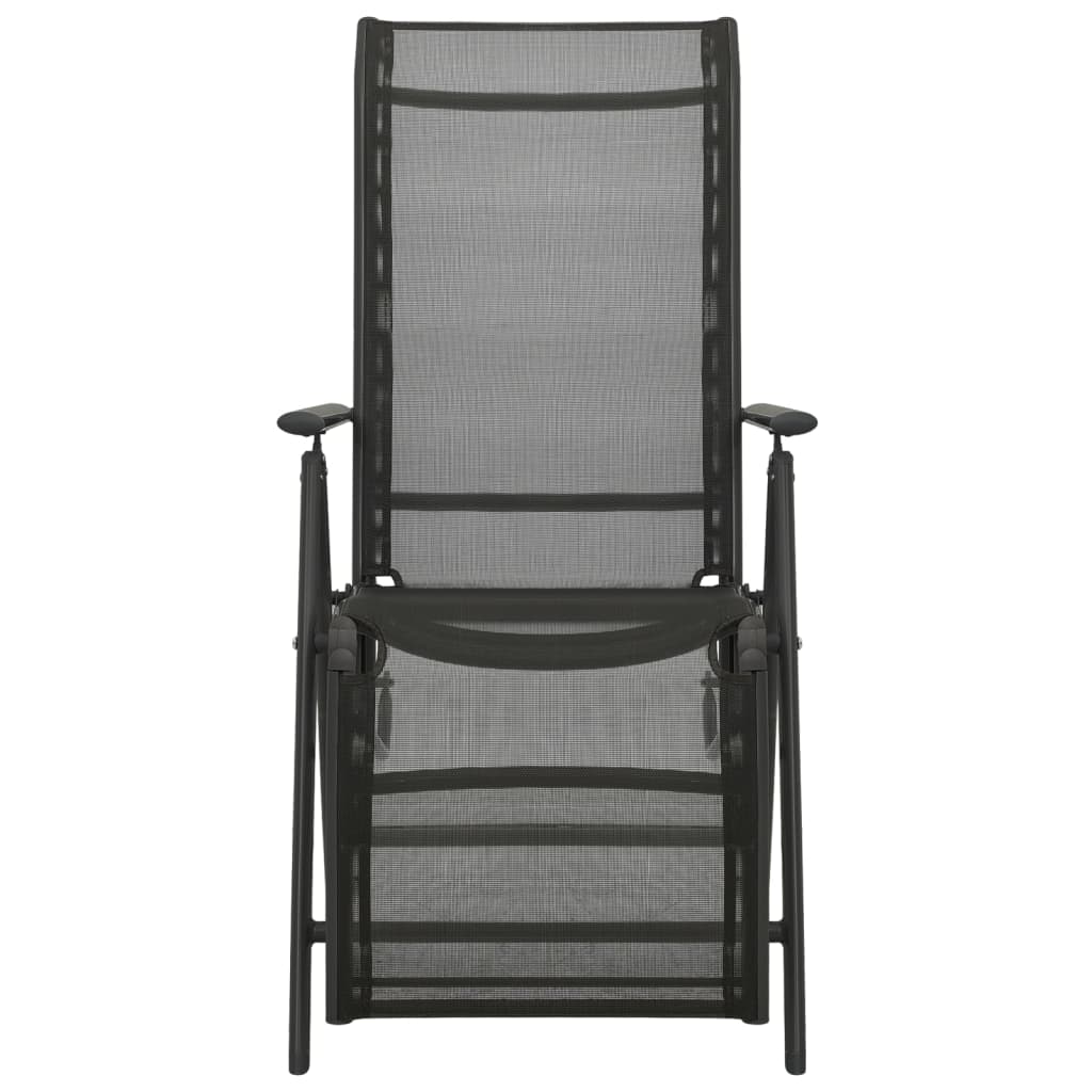 vidaXL Reclining Garden Chairs 2pcs Textilene and Aluminium Black