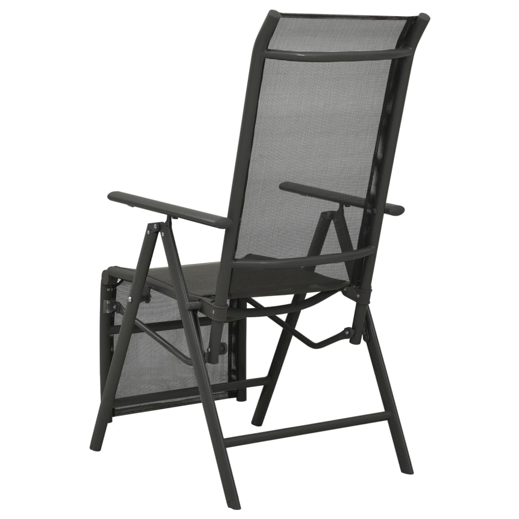 vidaXL Reclining Garden Chairs 2pcs Textilene and Aluminium Black