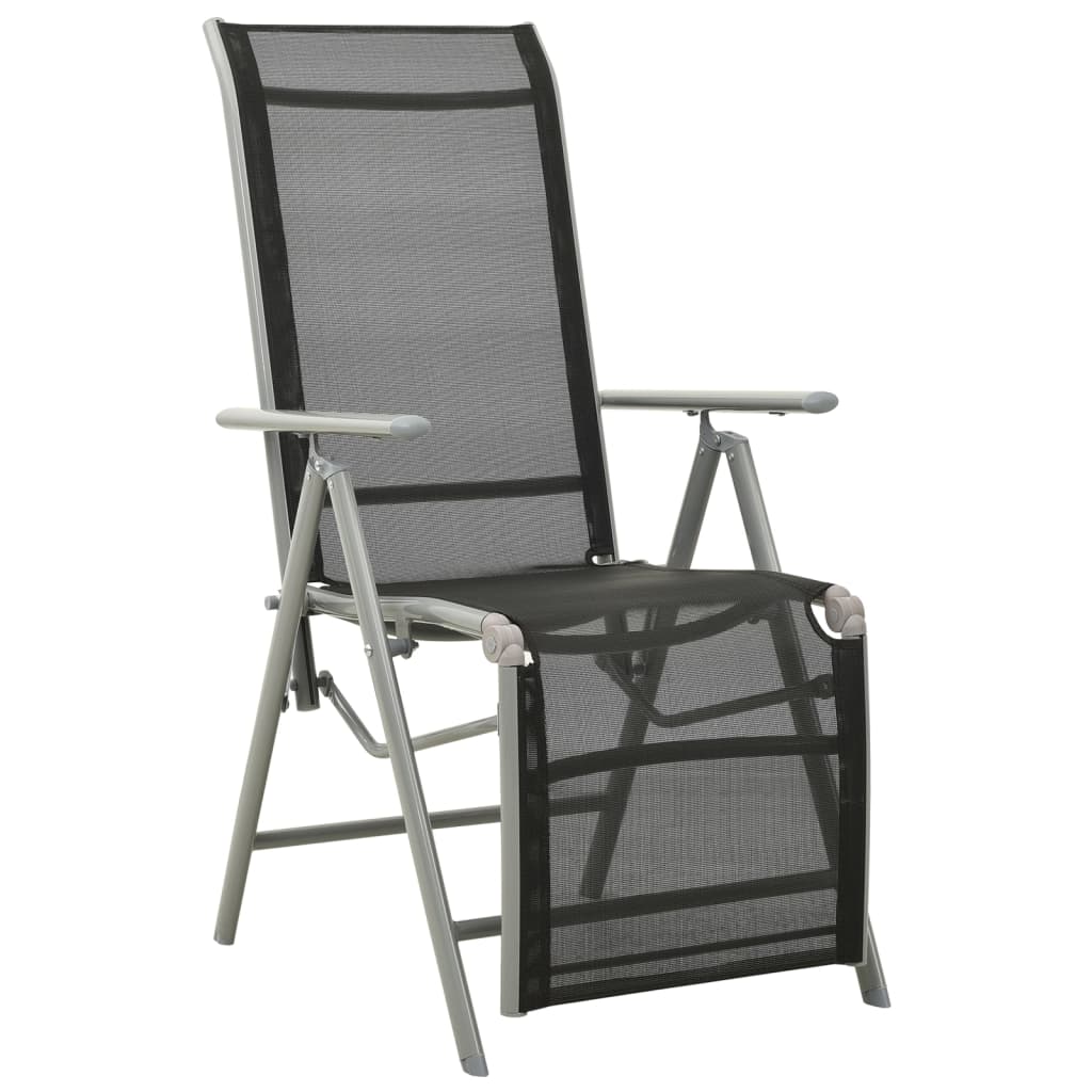 Garden Chair | Set of 2 | Black and Silver | Powder-coated aluminium