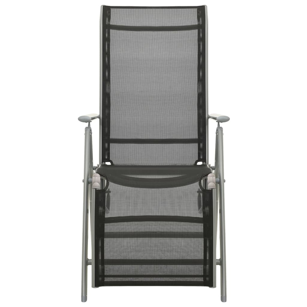 Garden Chair | Set of 2 | Black and Silver | Powder-coated aluminium