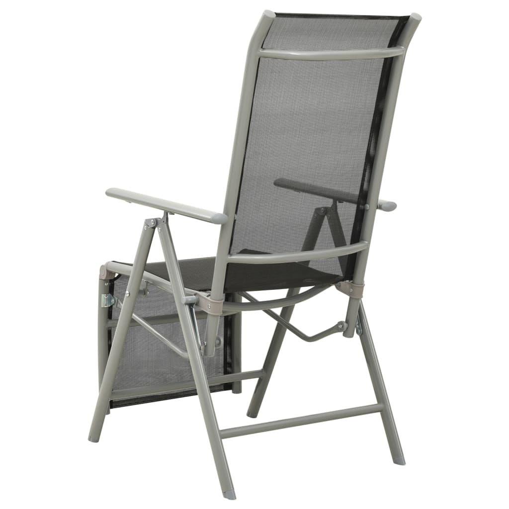 Garden Chair | Set of 2 | Black and Silver | Powder-coated aluminium