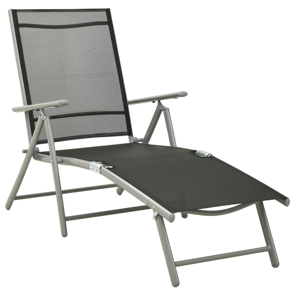 Garden Lounge Set | Black and silver | Aluminium, Textilene | Medium