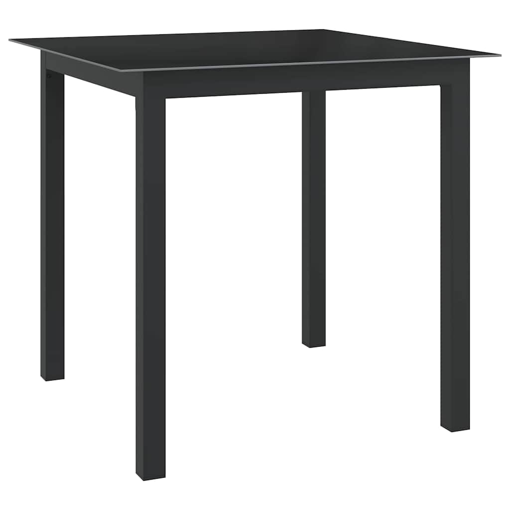 312200 vidaXL Garden Table Black 80x80x74 cm Aluminium and Glass