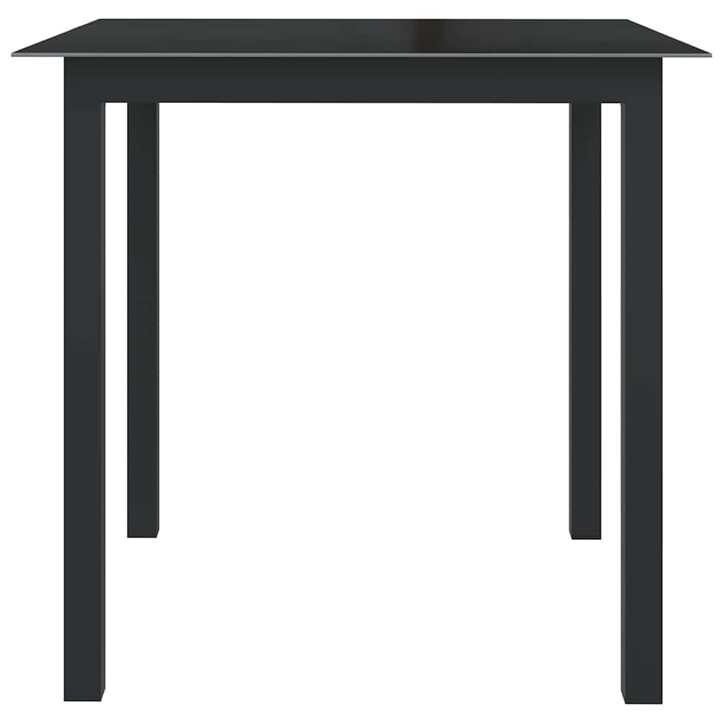 312200 vidaXL Garden Table Black 80x80x74 cm Aluminium and Glass