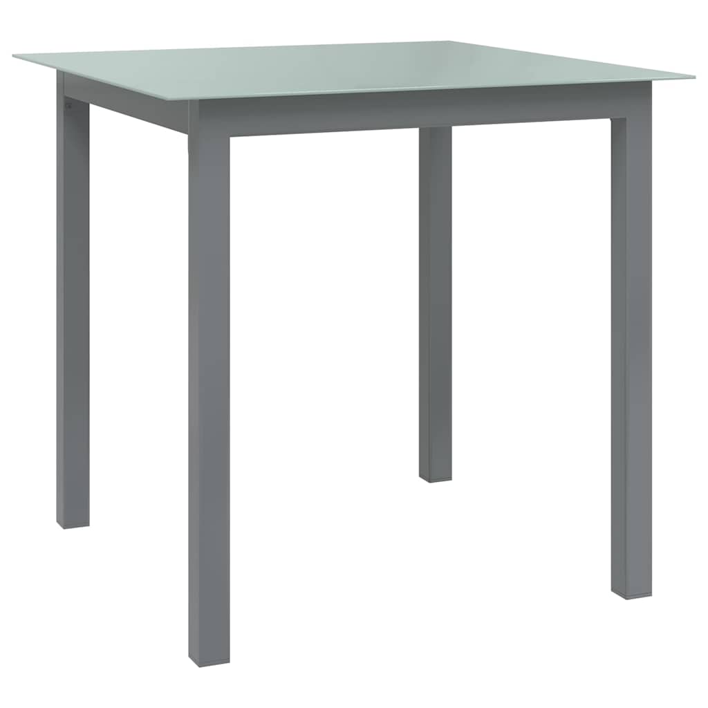 312203 vidaXL Garden Table Light Grey 80x80x74 cm Aluminium and Glass