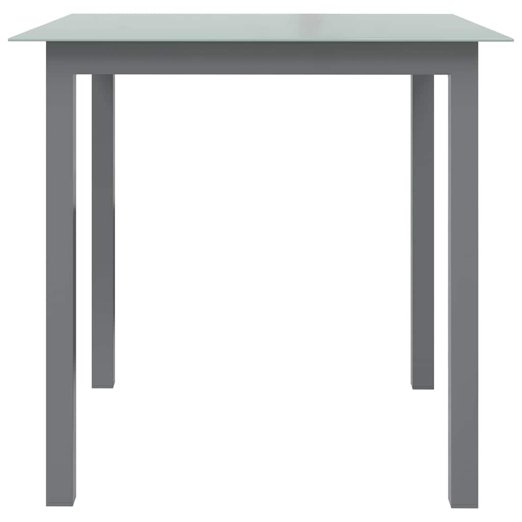 312203 vidaXL Garden Table Light Grey 80x80x74 cm Aluminium and Glass