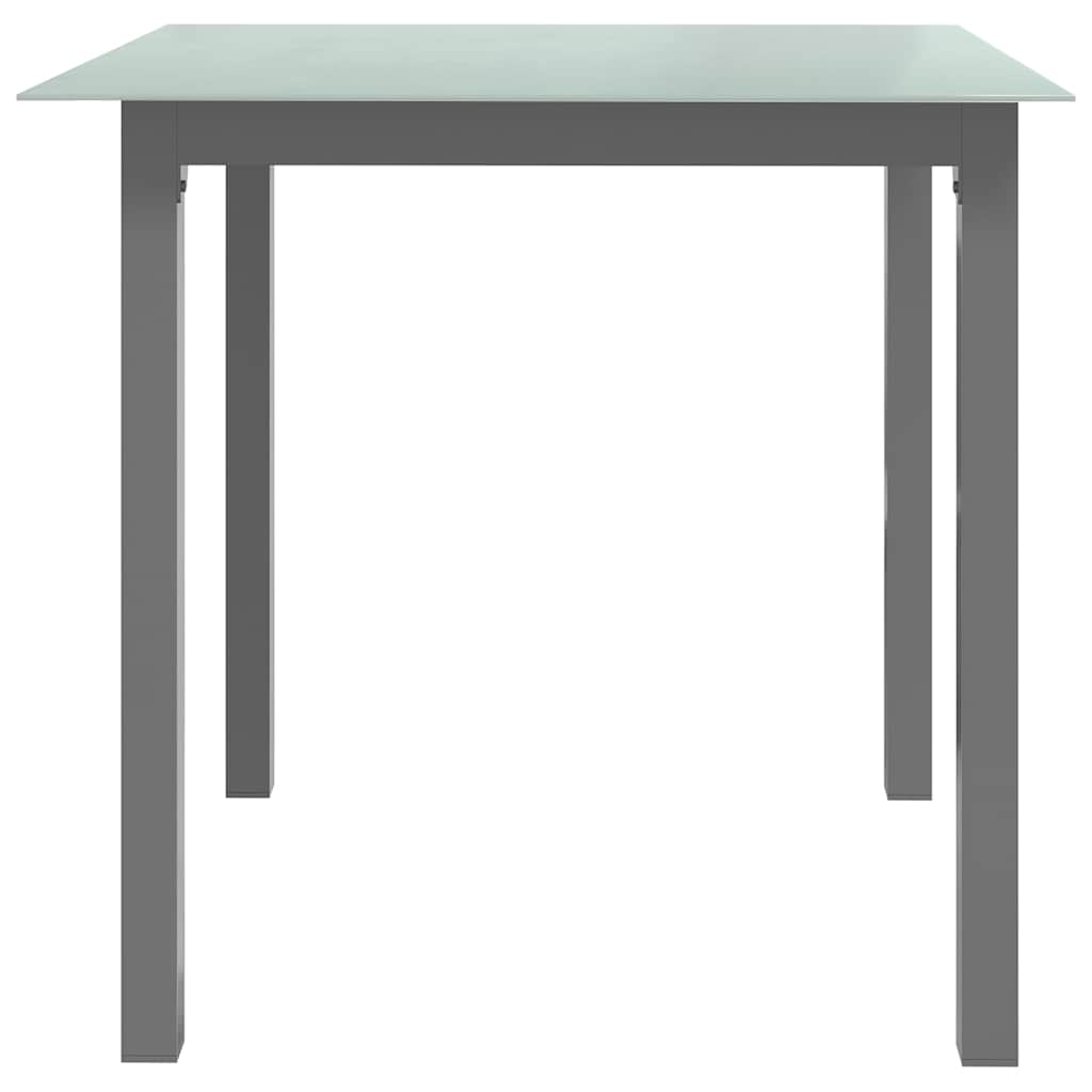 312203 vidaXL Garden Table Light Grey 80x80x74 cm Aluminium and Glass