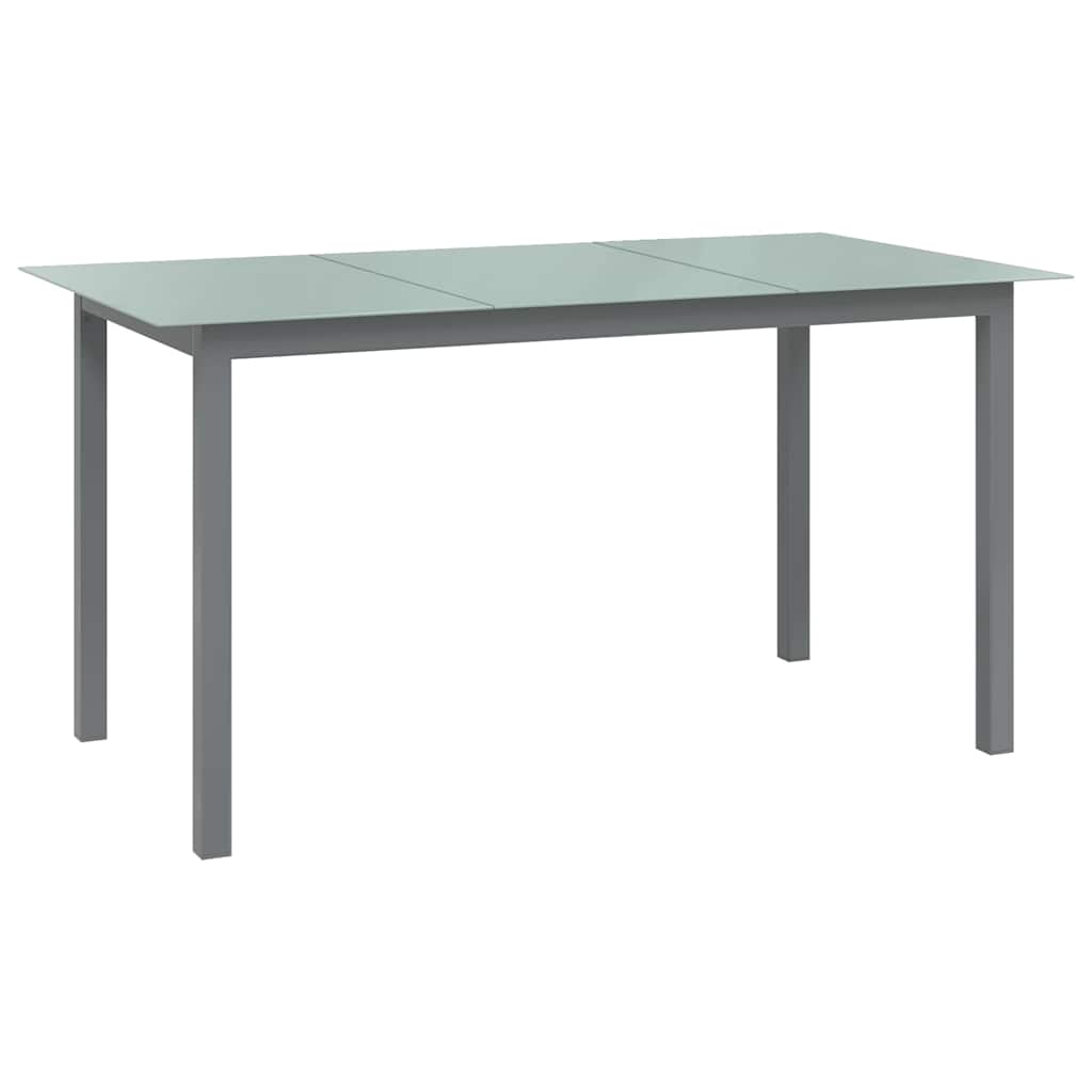 312204 vidaXL Garden Table Light Grey 150x90x74 cm Aluminium and Glass