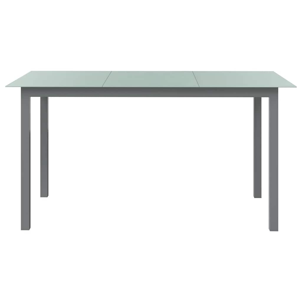 312204 vidaXL Garden Table Light Grey 150x90x74 cm Aluminium and Glass