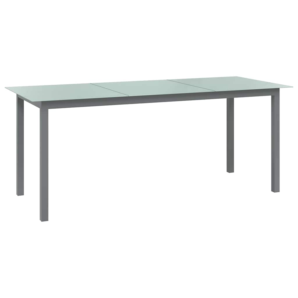 312205 vidaXL Garden Table Light Grey 190x90x74 cm Aluminium and Glass