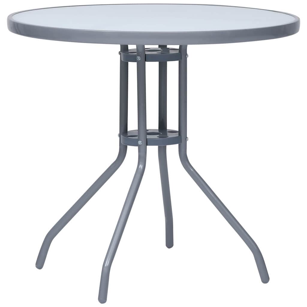 312215 vidaXL Garden Table Light Grey 80 cm Steel and Glass