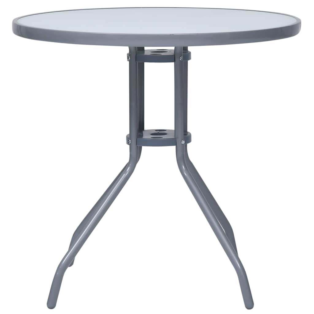 312215 vidaXL Garden Table Light Grey 80 cm Steel and Glass