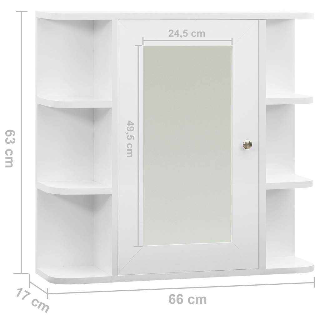 323601 vidaXL Bathroom Mirror Cabinet White 66x17x63 cm MDF