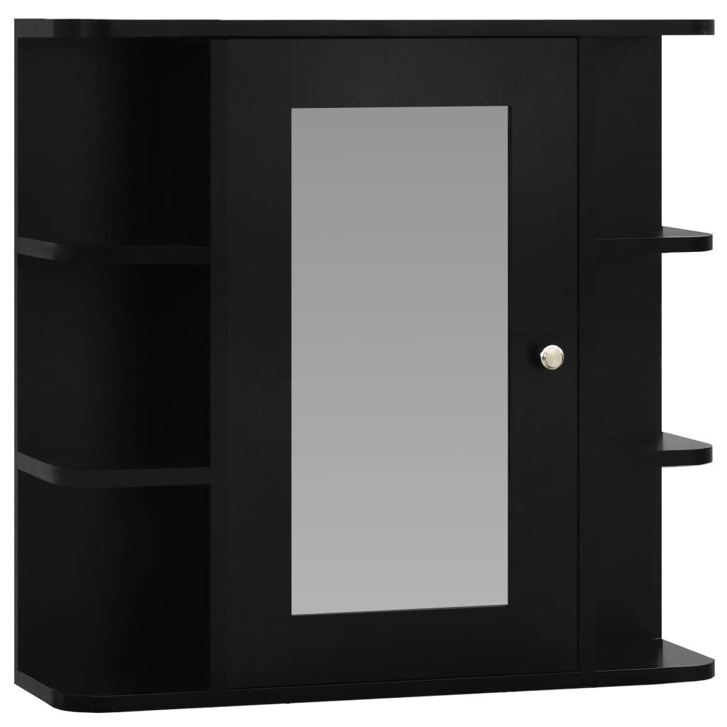 vidaXL Bathroom Mirror Cabinet Black 66x17x63 cm MDF