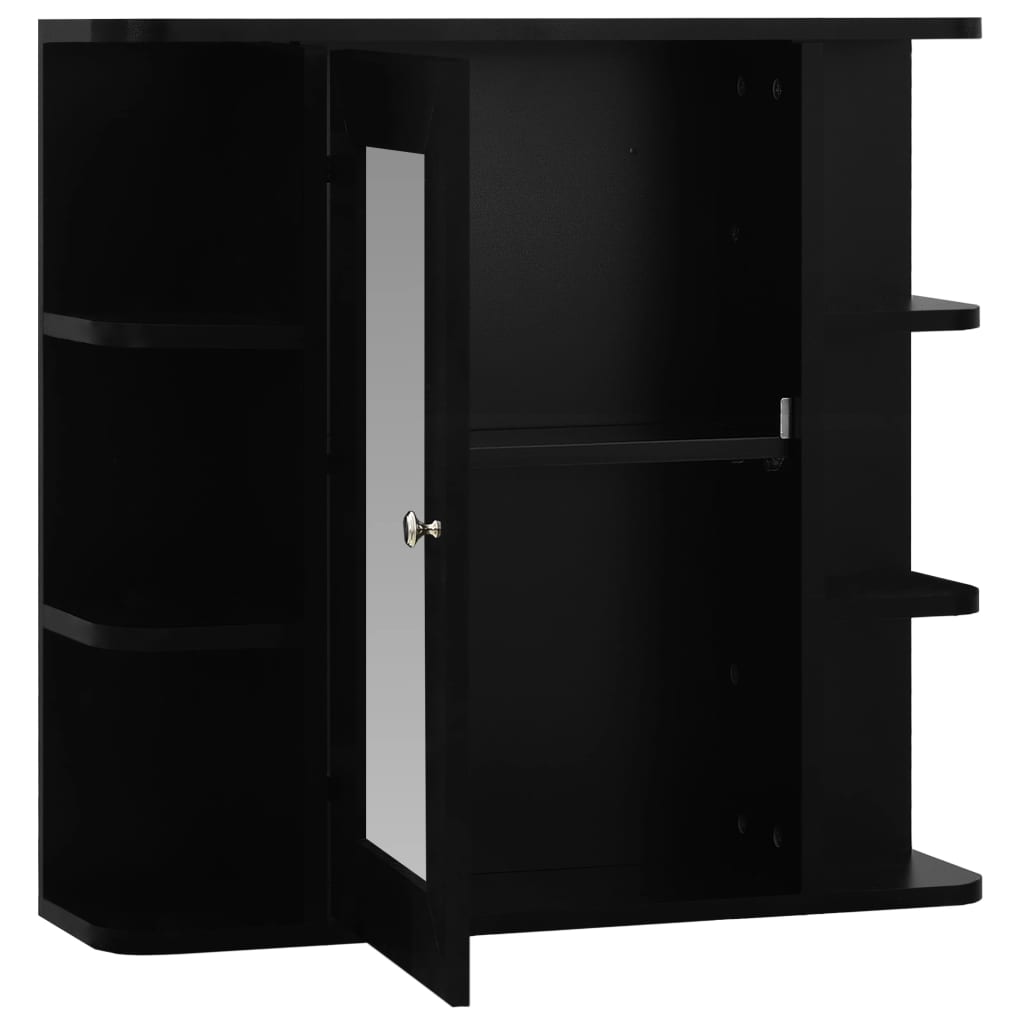 vidaXL Bathroom Mirror Cabinet Black 66x17x63 cm MDF