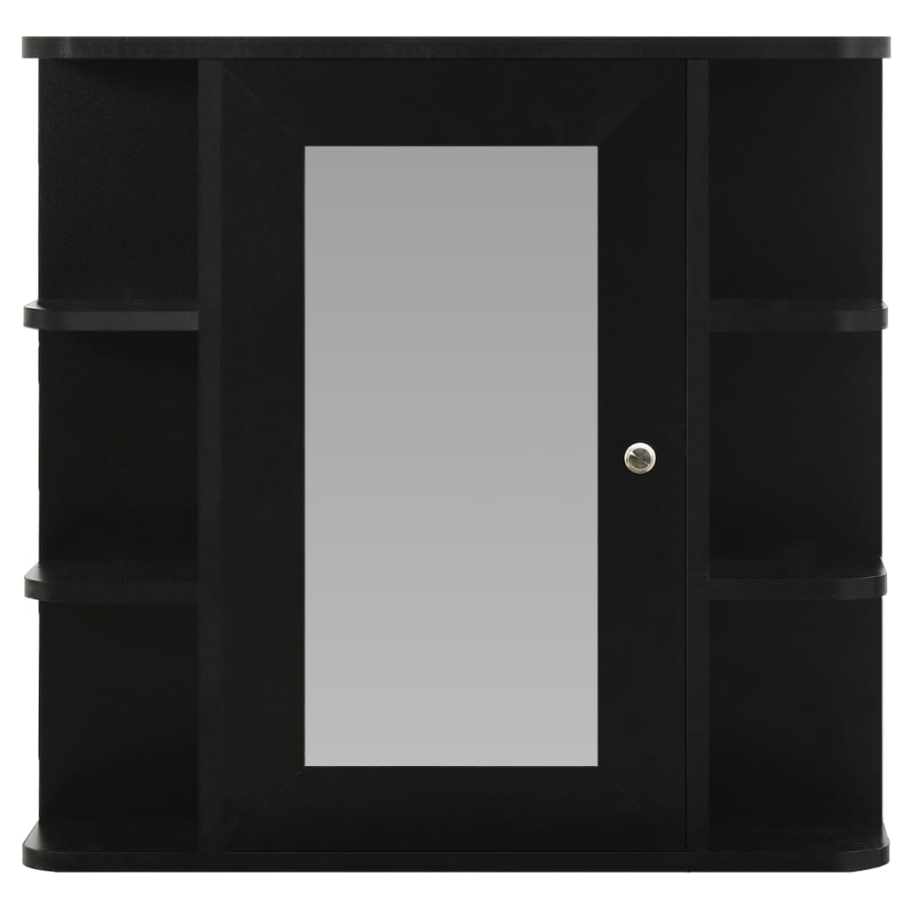 vidaXL Bathroom Mirror Cabinet Black 66x17x63 cm MDF