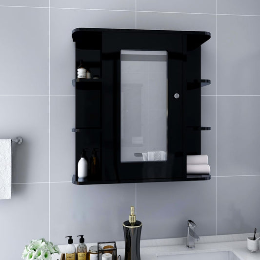 vidaXL Bathroom Mirror Cabinet Black 66x17x63 cm MDF