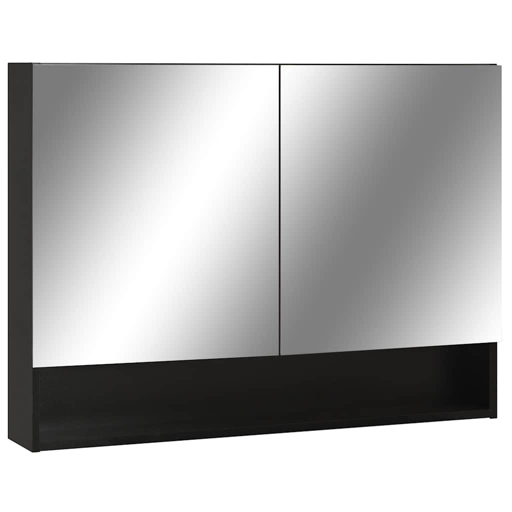323605 vidaXL LED Bathroom Mirror Cabinet Black 80x15x60 cm MDF
