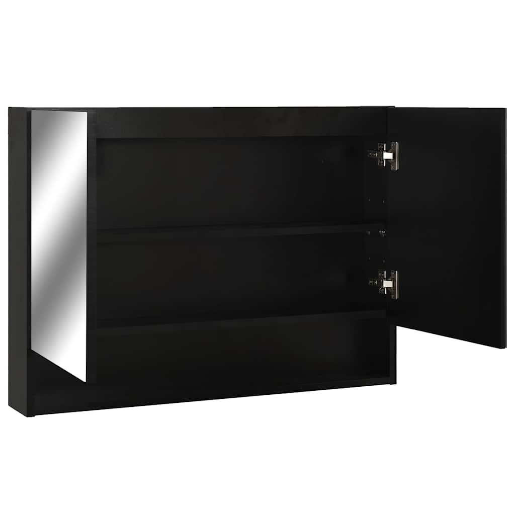 323605 vidaXL LED Bathroom Mirror Cabinet Black 80x15x60 cm MDF