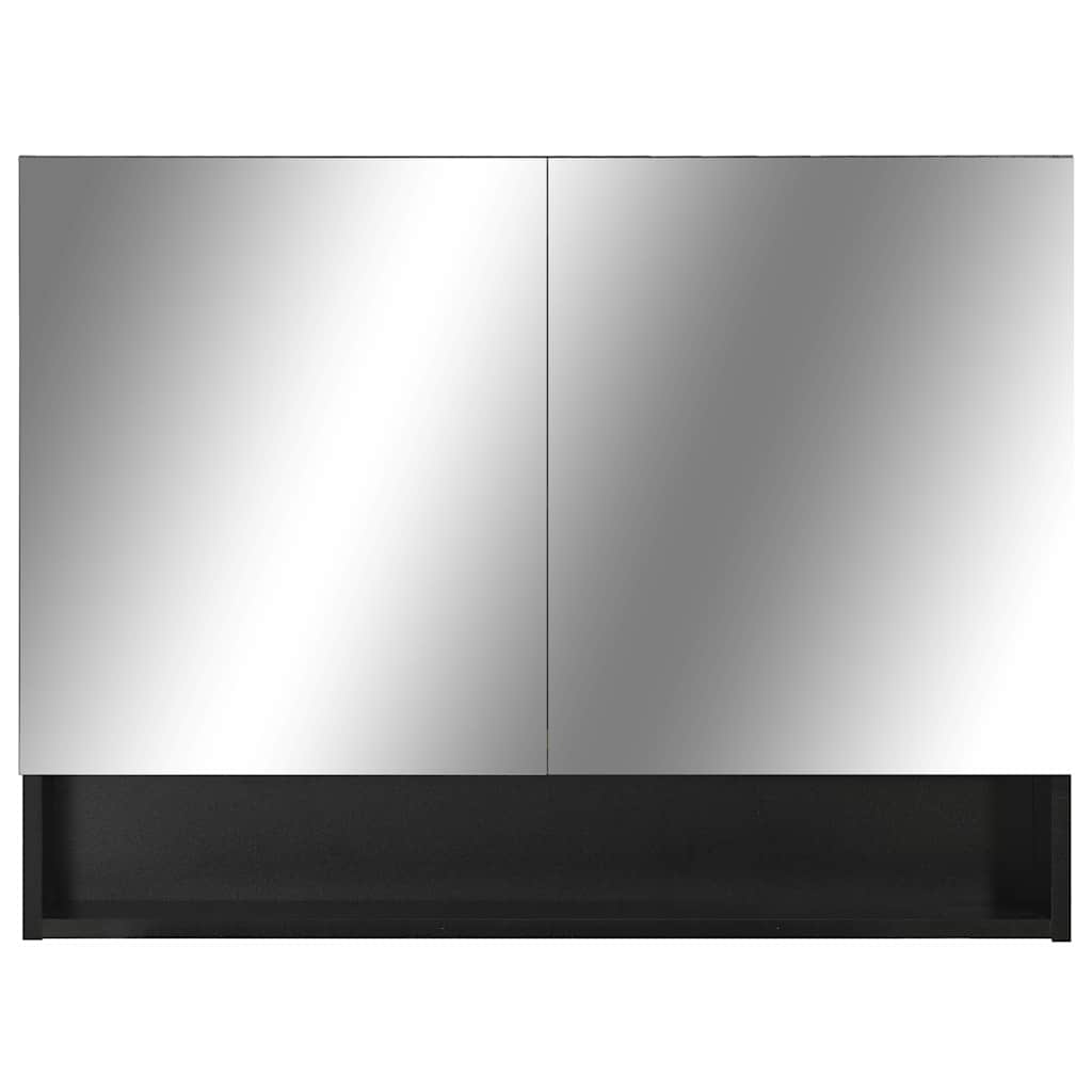 323605 vidaXL LED Bathroom Mirror Cabinet Black 80x15x60 cm MDF