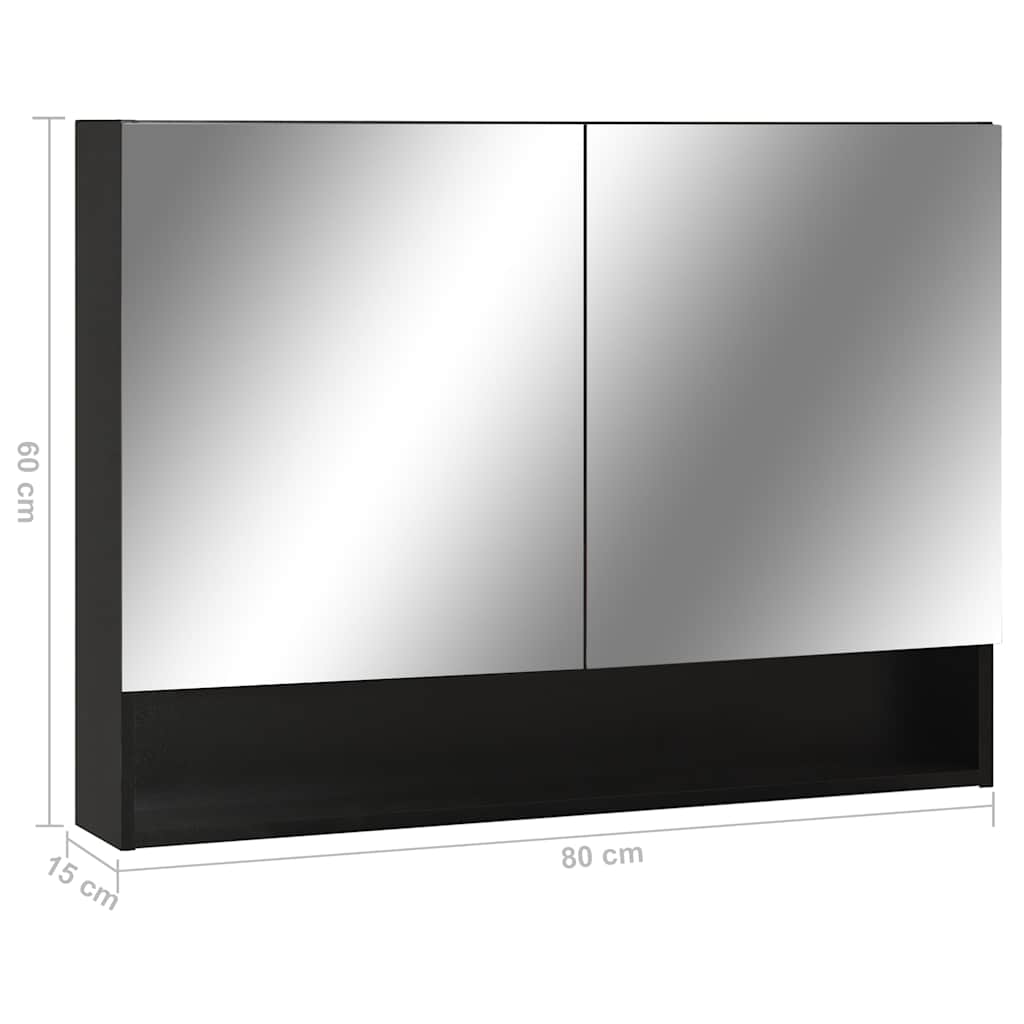 323605 vidaXL LED Bathroom Mirror Cabinet Black 80x15x60 cm MDF