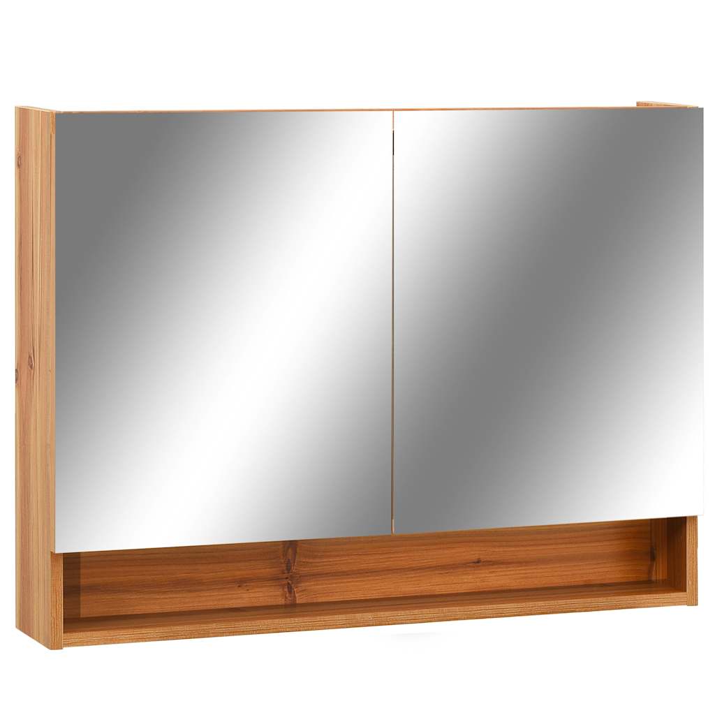 323606 vidaXL LED Bathroom Mirror Cabinet Oak 80x15x60 cm MDF