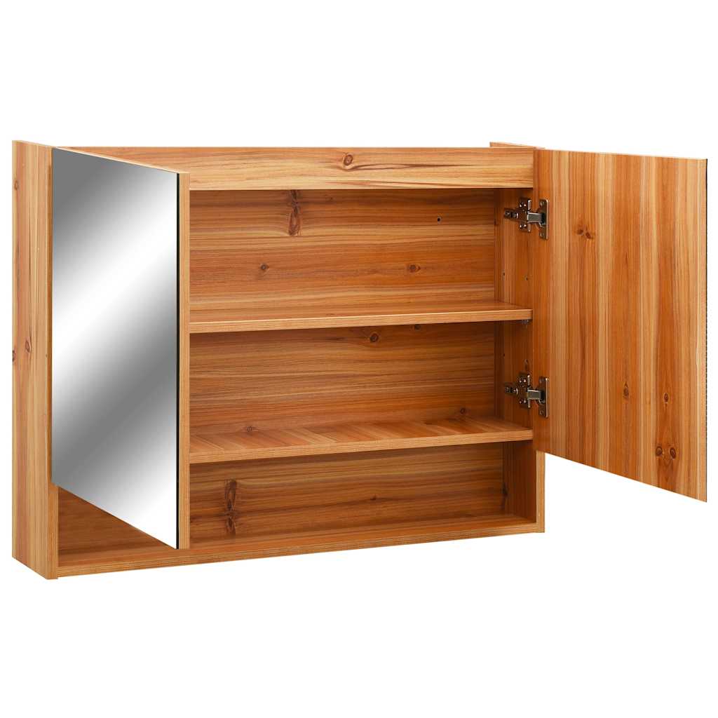 323606 vidaXL LED Bathroom Mirror Cabinet Oak 80x15x60 cm MDF