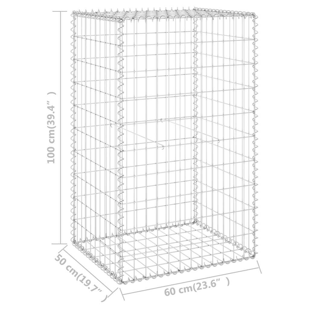 Gabion Wall with Covers Galvanised Steel 60x50x100 cm