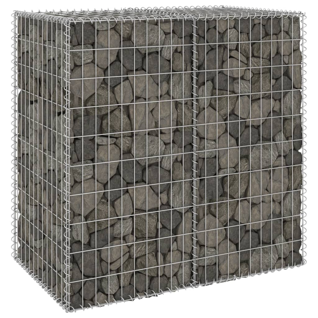 vidaXL Gabion Wall with Covers Galvanised Steel 100x60x100 cm