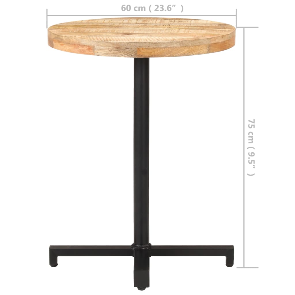 vidaXL Bistro Table Round Ø60x75 cm Rough Mango Wood