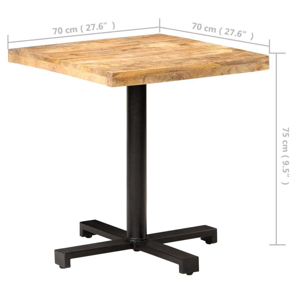 vidaXL Bistro Table Square 70x70x75 cm Rough Mango Wood