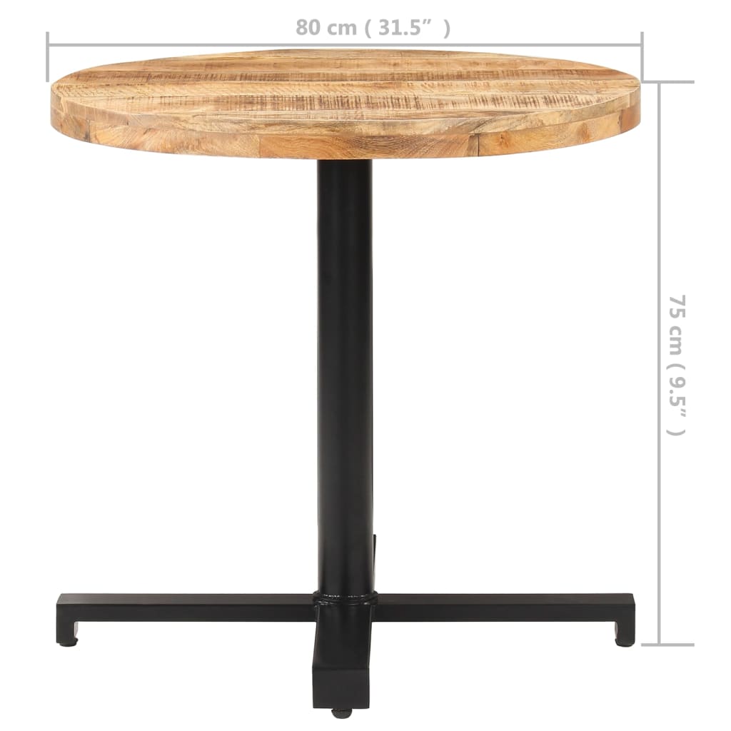 vidaXL Bistro Table Round Ø80x75 cm Rough Mango Wood