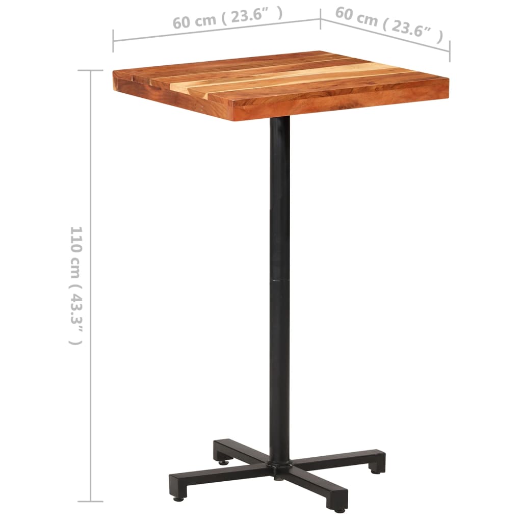 vidaXL Bar Table Square 60x60x110 cm Solid Acacia Wood