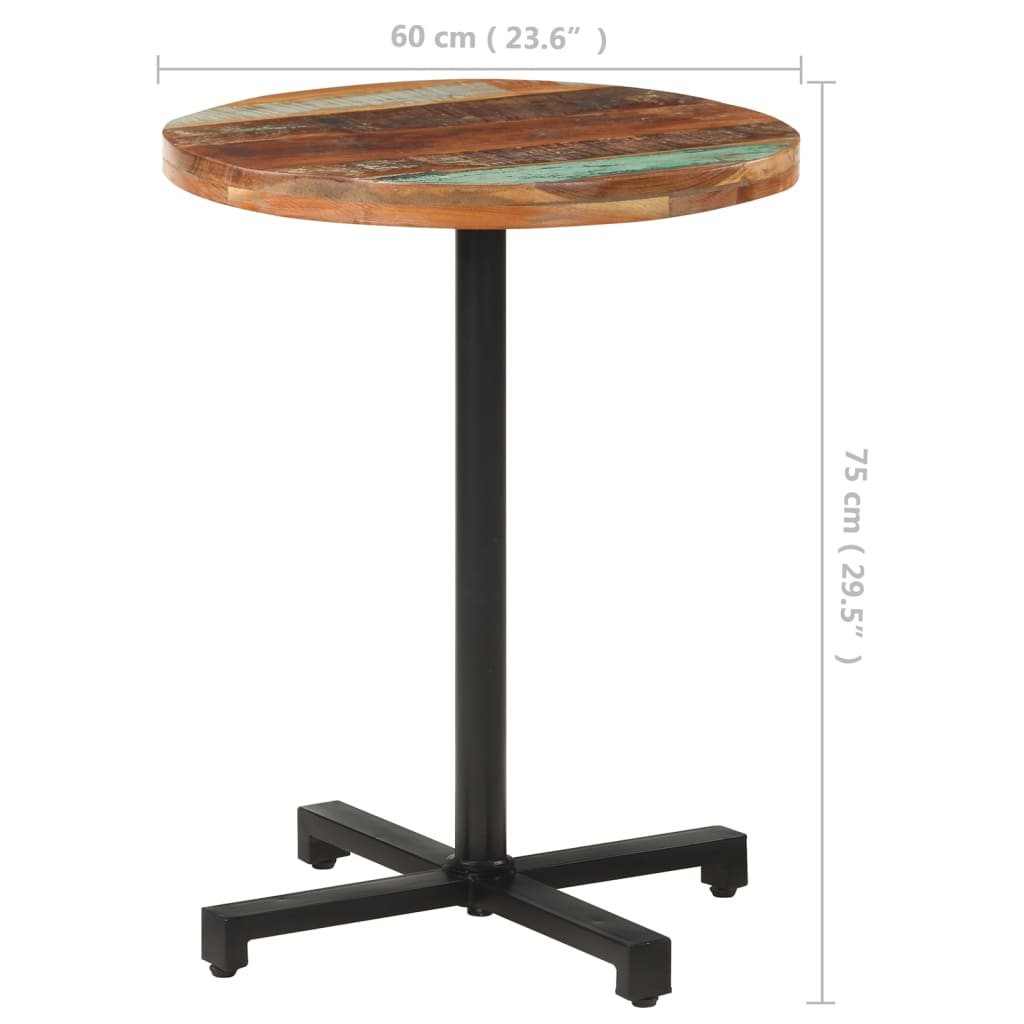 vidaXL Bistro Table Round Ø60x75 cm Solid Reclaimed Wood