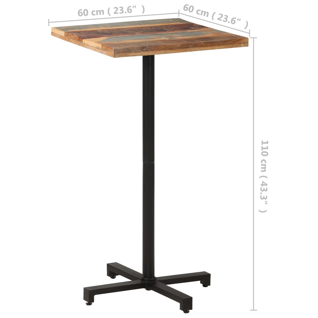 vidaXL Bistro Table Square 60x60x110 cm Solid Reclaimed Wood