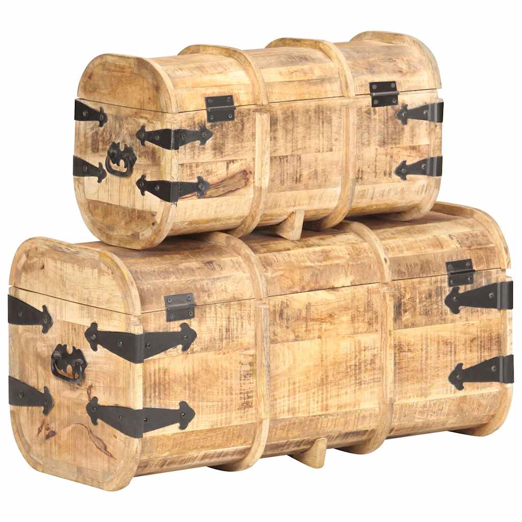 Storage Chests 2 Pieces Solid Mango Wood