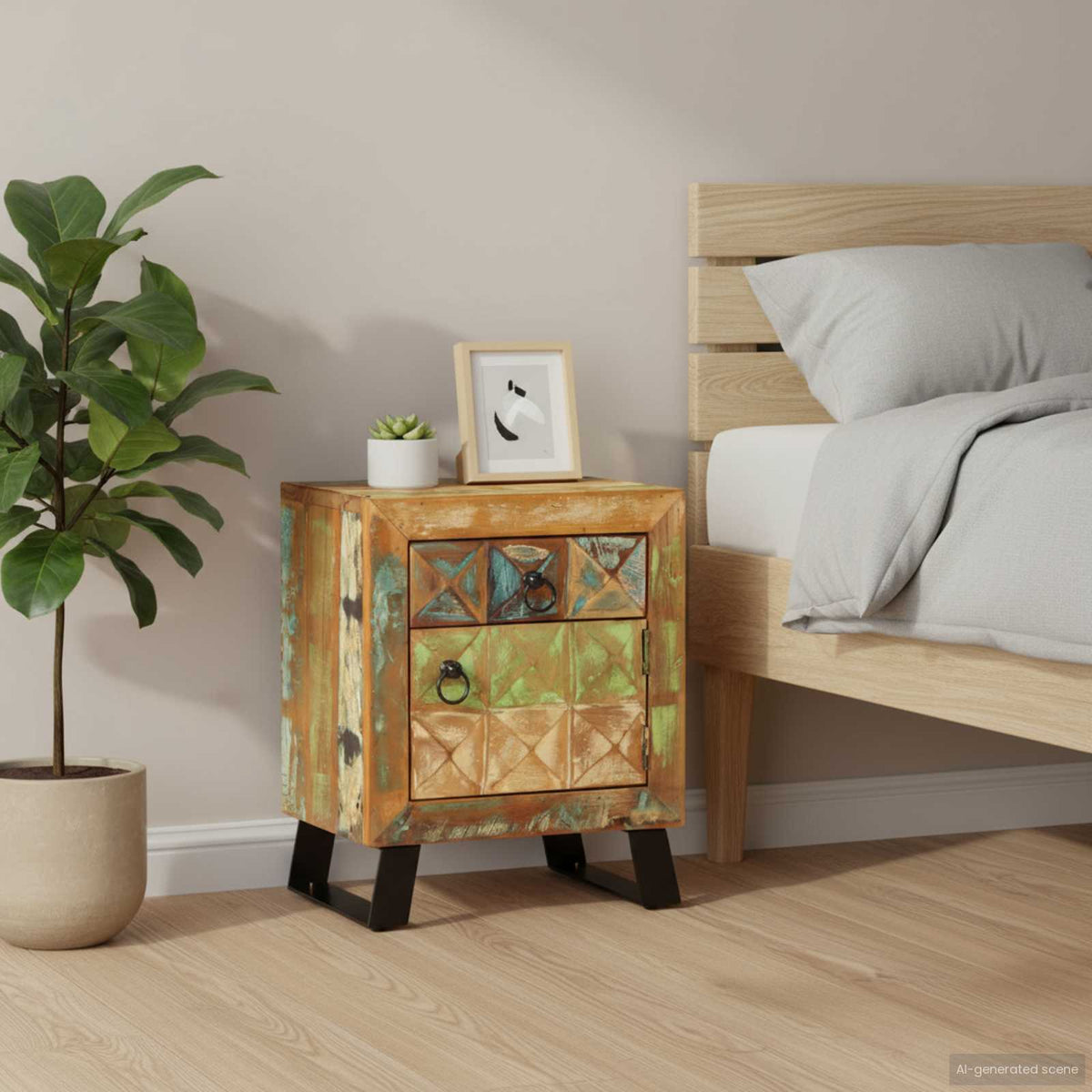 320377 vidaXL Bedside Cabinet 40x30x50 cm Solid Reclaimed Wood
