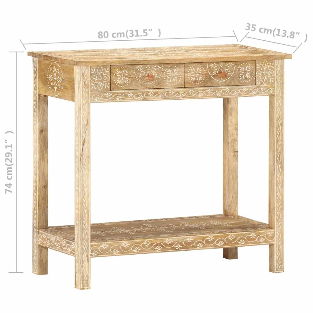 320379 vidaXL Console Table 80x35x74 cm Solid Mango Wood