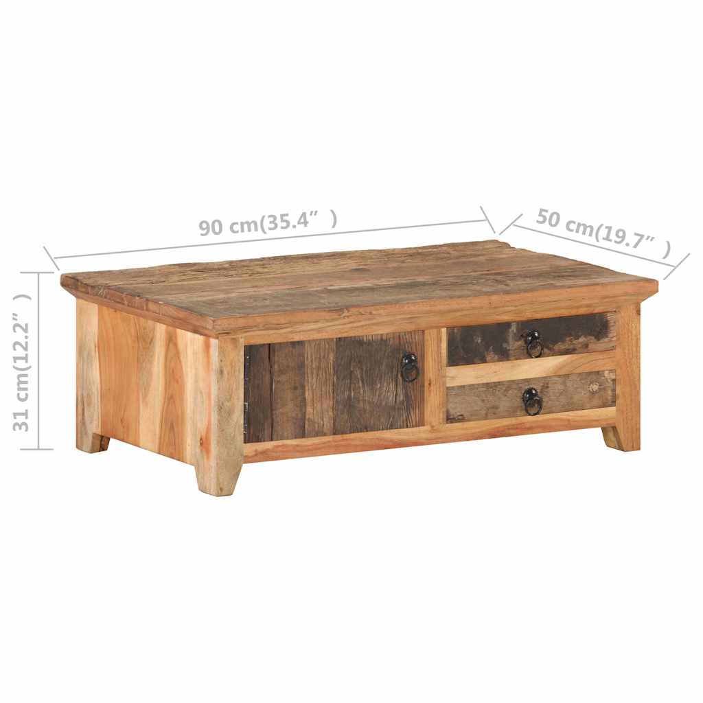 320384 vidaXL Coffee Table 90x50x31 cm Solid Reclaimed Wood
