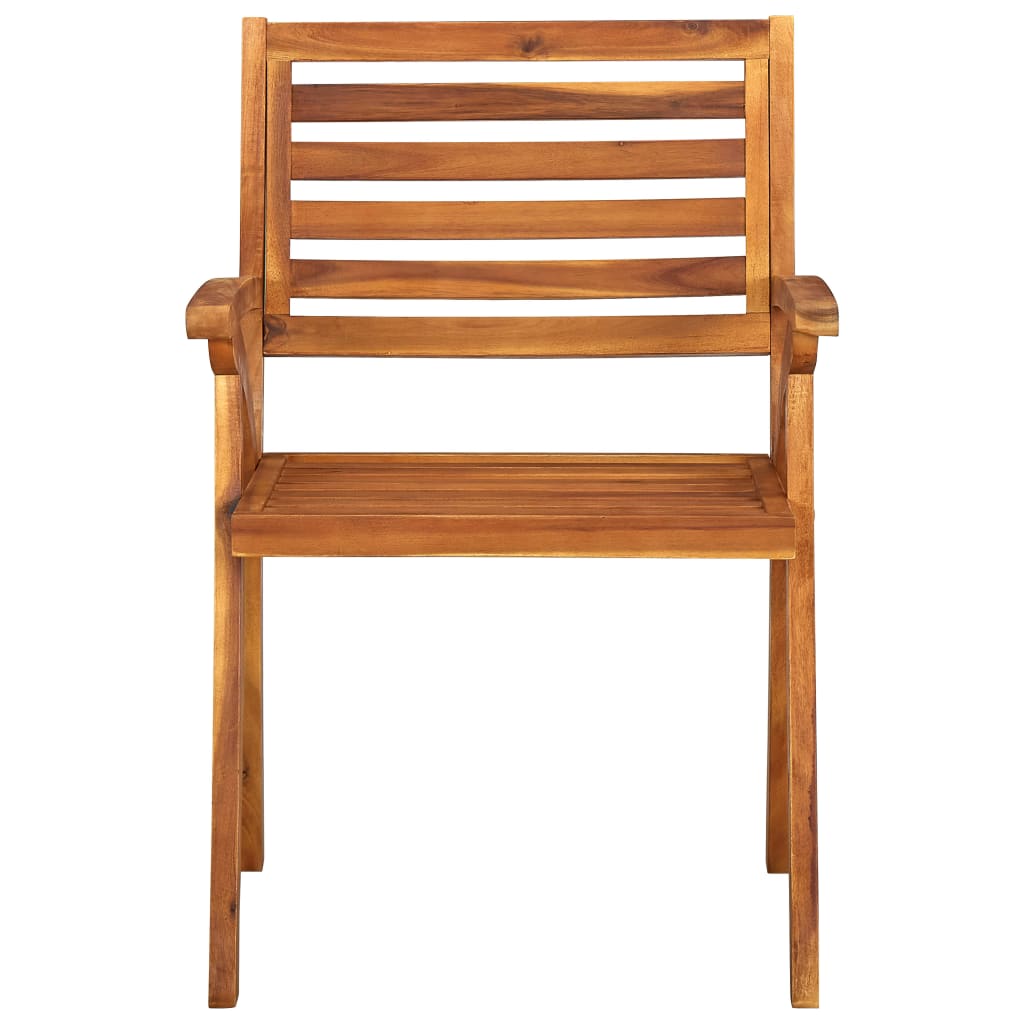 Garden Chair | Set of 3 | Brown | Solid Acacia wood | Medium